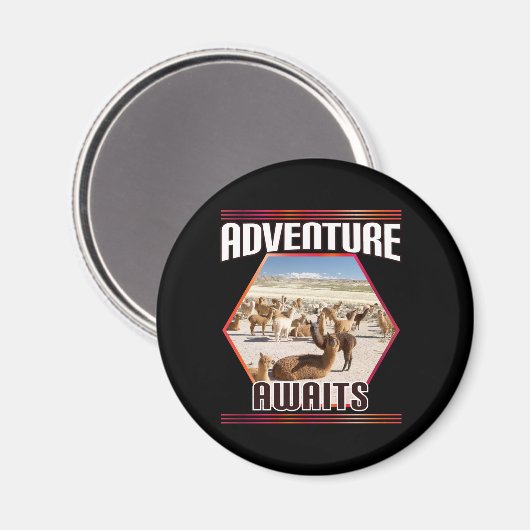 Aimant Aventure Await - Alpaca Llama Travel (Recto/Verso)