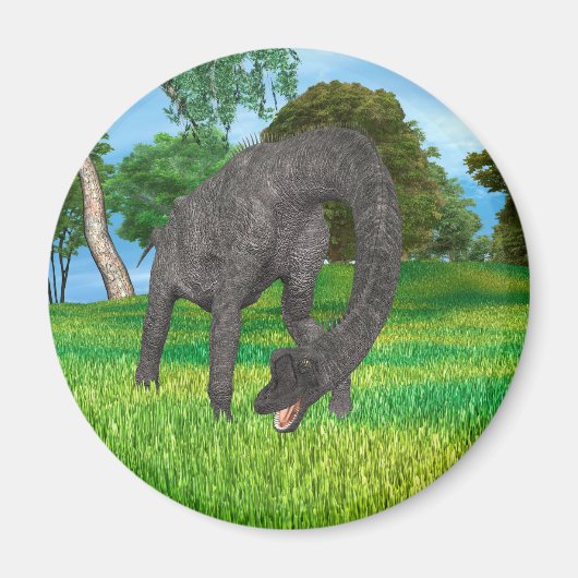 Aimant Aventure de dinosaure à long cou dans la jungle (Devant)
