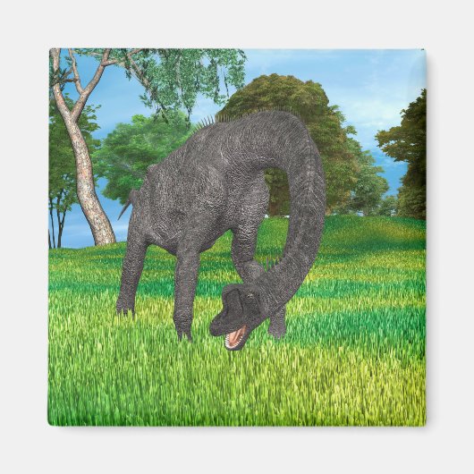 Aimant Aventure de dinosaure à long cou dans la jungle (Devant)