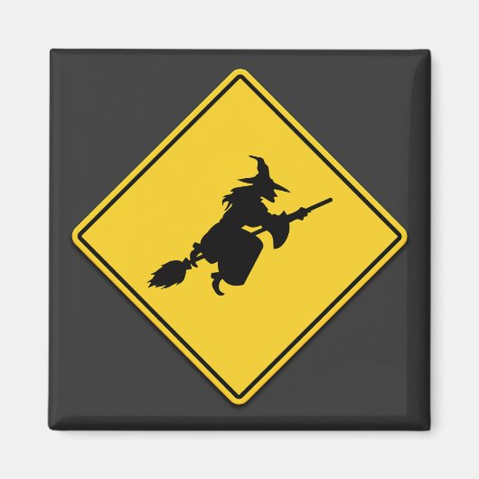 Aimant Avertissement de sorcière Halloween (Devant)