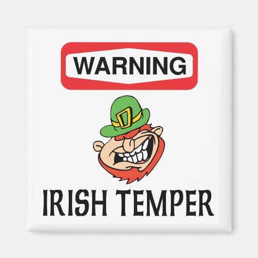 Aimant Avertissement Irish Temper (Devant)