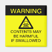 Aimant AVERTISSEMENT - Nuisible en cas d'ingestion (perso (Devant)