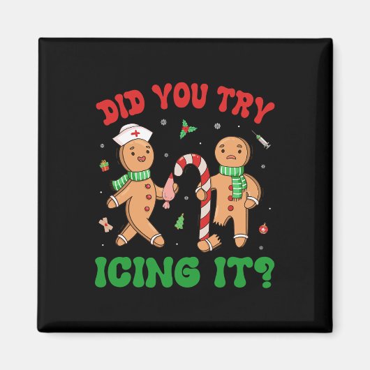 Aimant Avez-Vous Essayé De Le Faire Grignoter Rétro Noël  (Devant)