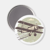 Aimant aviateur en biplan vintage (Recto/Verso)