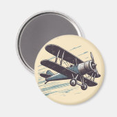 Aimant aviateur en biplan vintage (Recto/Verso)