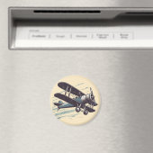 Aimant aviateur en biplan vintage (In Situ (Lave-vaisselle))