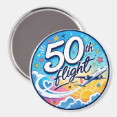 Aimant avion de 50e vol souvenir coloré (Recto/Verso)