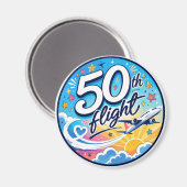 Aimant avion de 50e vol souvenir coloré (Recto/Verso)