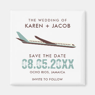 Aimant Avion de mariage de destination Enregistrer la dat