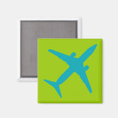 Aimant Avion Graphique en Bleu Aqua (Recto/Verso)