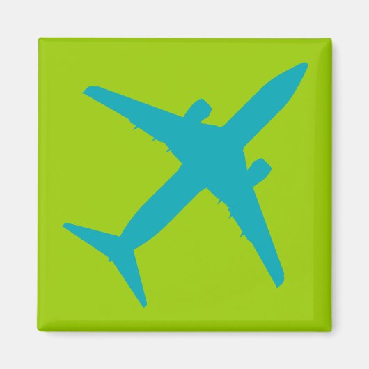 Aimant Avion Graphique en Bleu Aqua (Devant)