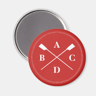 Aimant Aviron traversé oars monogramme initiales rouge