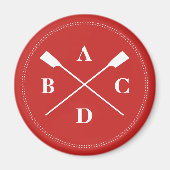 Aimant Aviron traversé oars monogramme initiales rouge (Devant)
