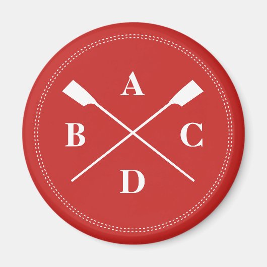 Aimant Aviron traversé oars monogramme initiales rouge (Devant)
