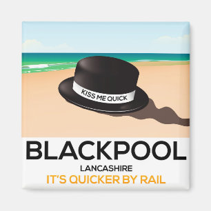 Aimant Avis de train de voyage casquette Blackpool "baise