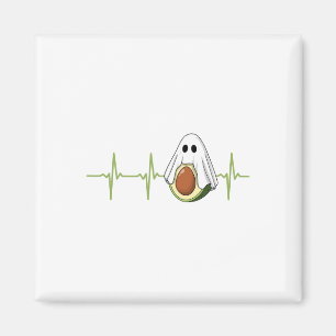 Aimant Avocado Heartbeat Halloween Ghost Boocado Vegan Me