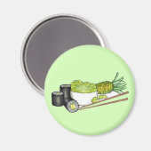 Aimant Avocado Rolls Wasabi Sushi Dîner Japonais (Recto/Verso)