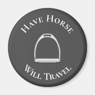 Aimant "Avoir le cheval va voyager" Anglais Stirrup gris