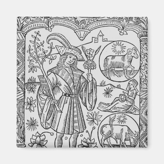 Aimant Avril, fleurs, baies (Devant)