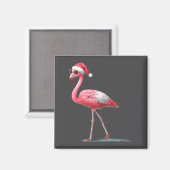 Aimant Awesome Cool Flamingo With Christmas Hat And Sungl (Recto/Verso)
