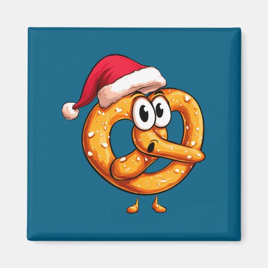 Aimant Awesome Festive Pretzel With Santa Claus Hat Costu (Devant)