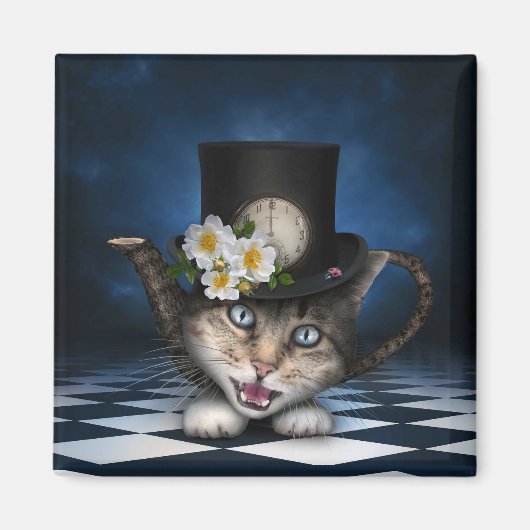 Aimant Awesome Mad Hatter Teapot Chat Conception Whimsica (Devant)