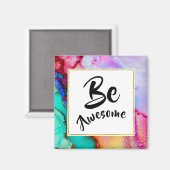 Aimant Awesome rose et turquoise Aquarelle Abstraite (Recto/Verso)