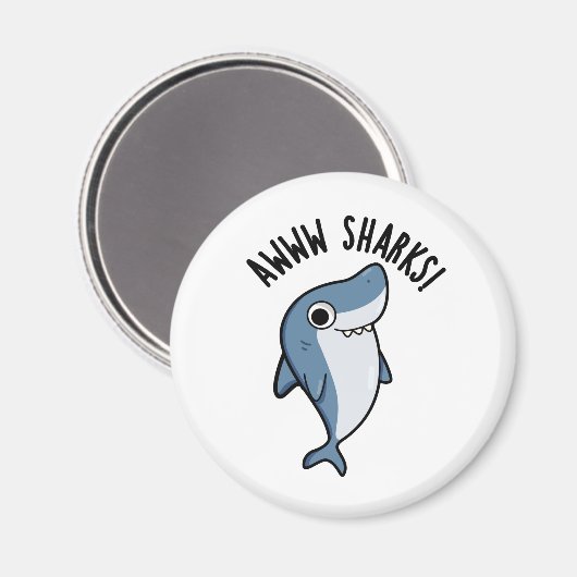 Aimant Awww Sharks Funny Animal Pun (Recto/Verso)