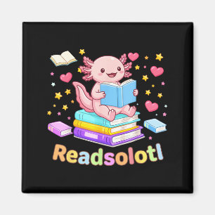 Aimant Axolotl de Readsolotl lit des livres lecture cool