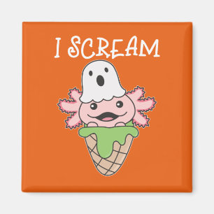 Aimant Axolotl Halloween Ghost I hurle Ice Pun