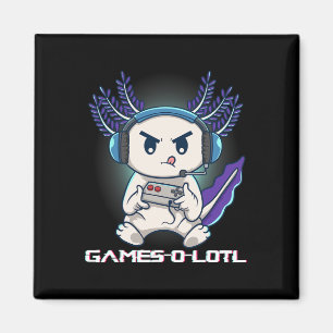 Aimant Axolotl Jouant Aux Jeux Vidéo Sur Console Gamesolo