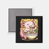 Aimant Axolotl mangeant des nouilles Ramen (Recto/Verso)