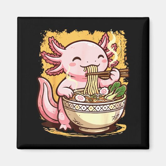 Aimant Axolotl mangeant des nouilles Ramen (Devant)