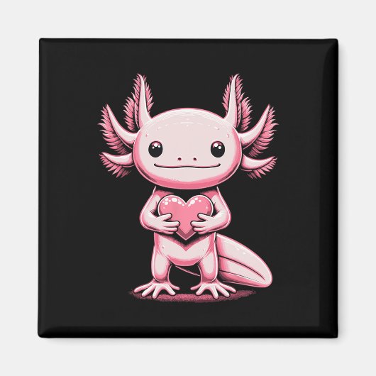 Aimant Axolotl tenant un cœur Saint-Valentin Valenti mign (Devant)