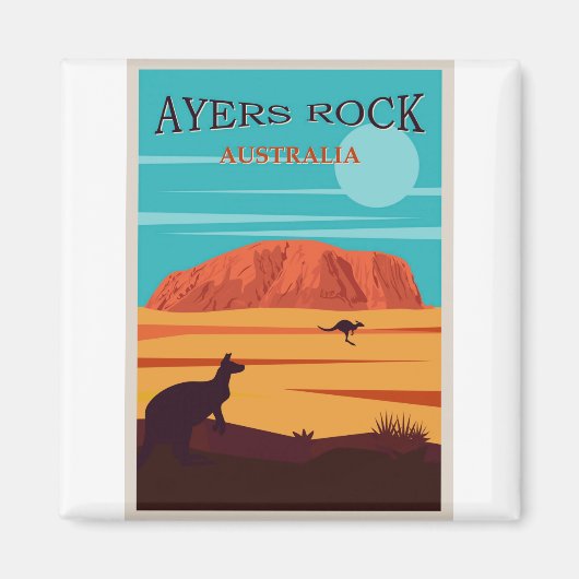 Aimant Ayers Rock Australia, Uluru Travel Poster (Devant)