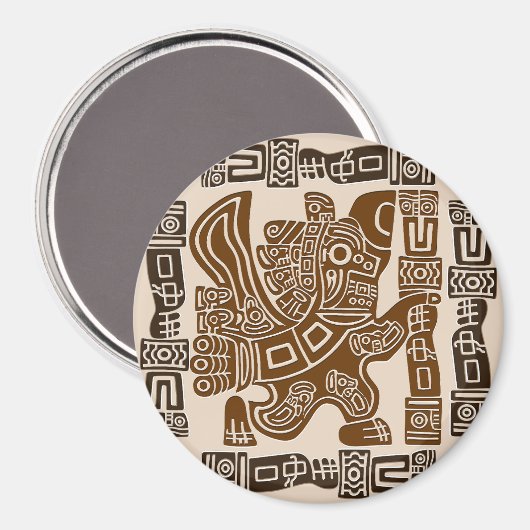 Aimant Aztec Eagle Guerrier Tribal Art antique (Recto/Verso)