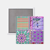 Aimant Azulejos Carreaux géométriques avec Oiseau de Paix (Recto/Verso)