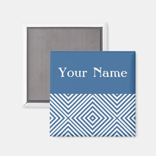 Aimant Azure Diamond Chevron avec nom (Recto/Verso)