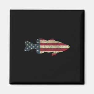 Aimant B Pêche Drapeau Américain Vintage Patriote Pêcheur