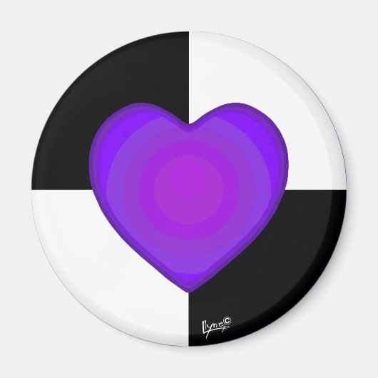 Aimant B&W Purple Hearts Beating (Devant)