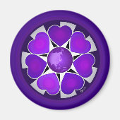 Aimant B&W Purple Hearts Beating (Devant)