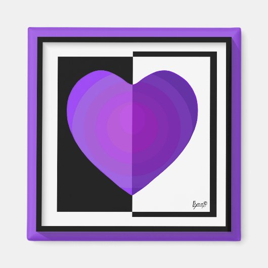 Aimant B&W Purple Hearts Beating (Devant)