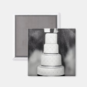 Aimant B&W White Retro Mariage Cake (Recto/Verso)