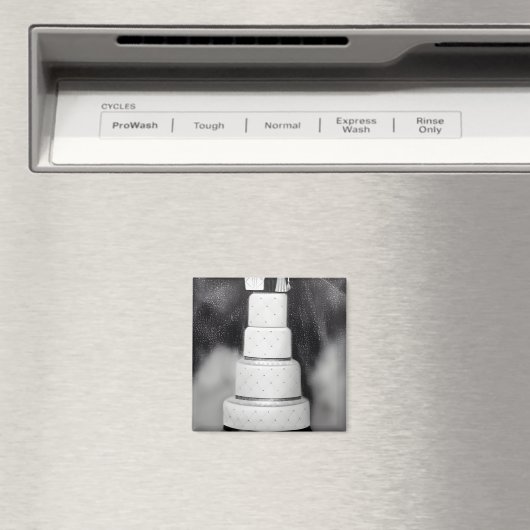 Aimant B&W White Retro Mariage Cake (In Situ (Lave-vaisselle))