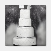 Aimant B&W White Retro Mariage Cake (Devant)