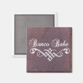 Aimant babe bunco avec lettrage blanc et cuir violet (Recto/Verso)