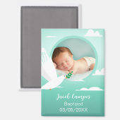Aimant Baby Boy Baptism Christening Dove Clouds Photo (Recto/Verso)