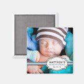 Aimant Baby Boy Blue Ribbon Christening Photo (Recto/Verso)