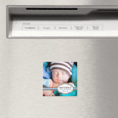 Aimant Baby Boy Blue Ribbon Christening Photo (In Situ (Lave-vaisselle))