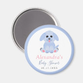 Aimant Baby Boy Shower Personnalisé Chiot bleu (Recto/Verso)